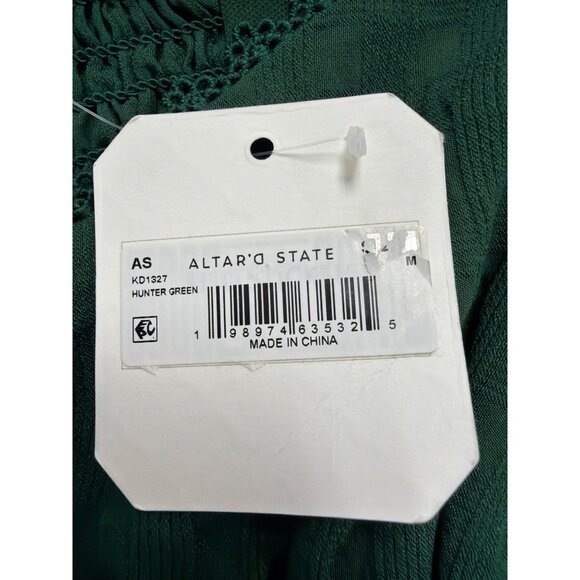Altard State Womens Hunter Green Blend Mini Dress Lace Detail Long Sleeve Sz M - Picture 13 of 15